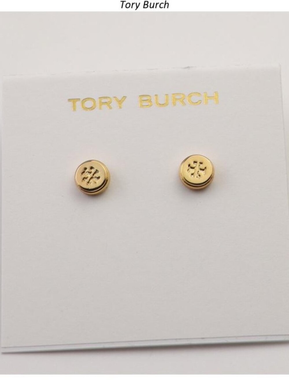 Tory Burch Small Gold Logo Stud Earrings